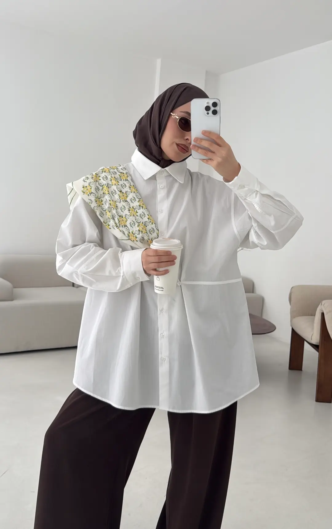 Poplin Düğme Detay Gömlek Beyaz