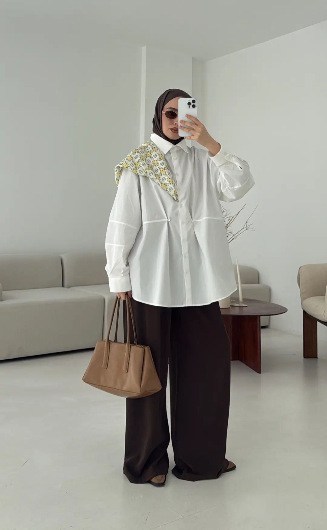 Poplin Düğme Detay Gömlek Beyaz