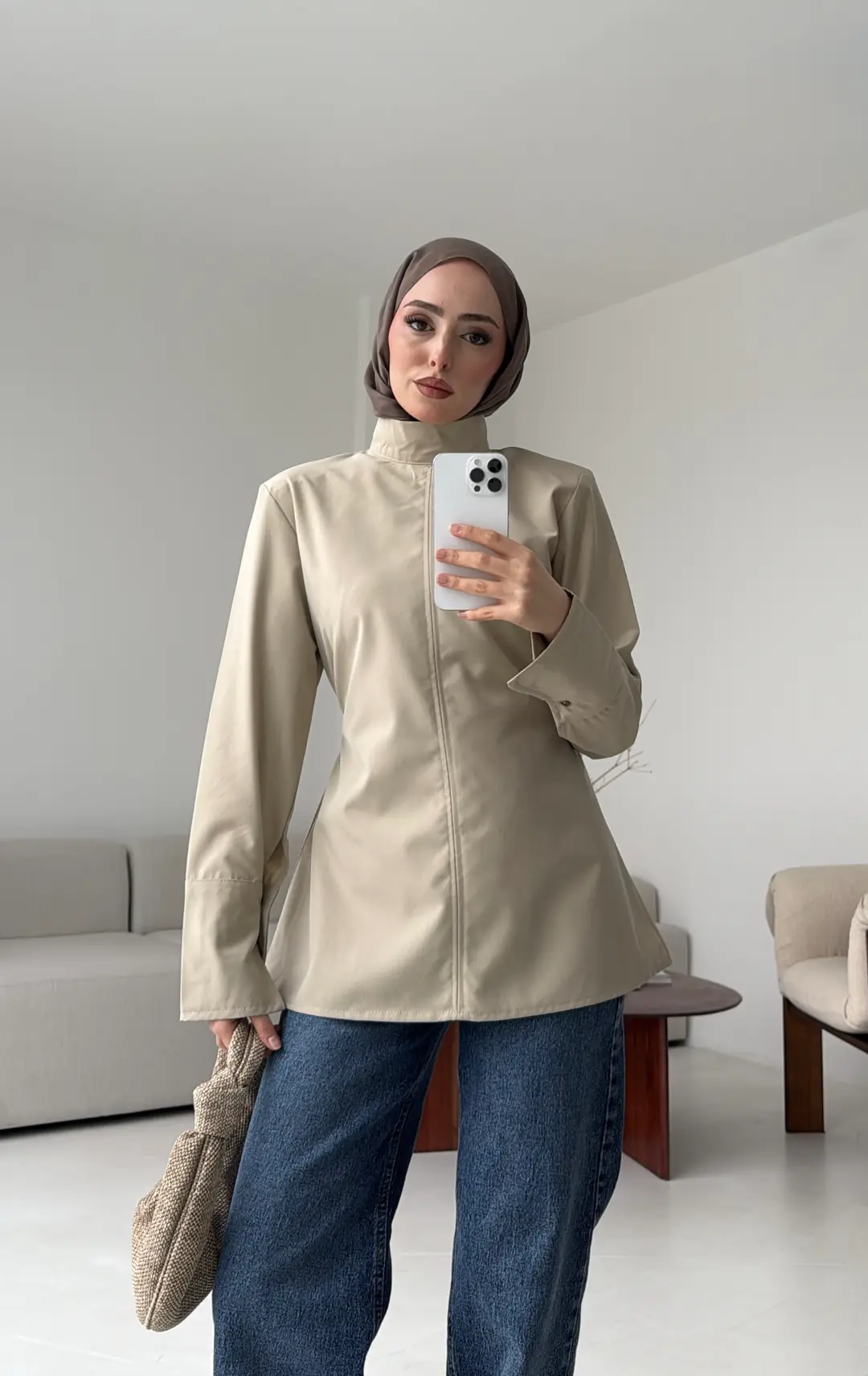 Vatkalı Bluz Bej