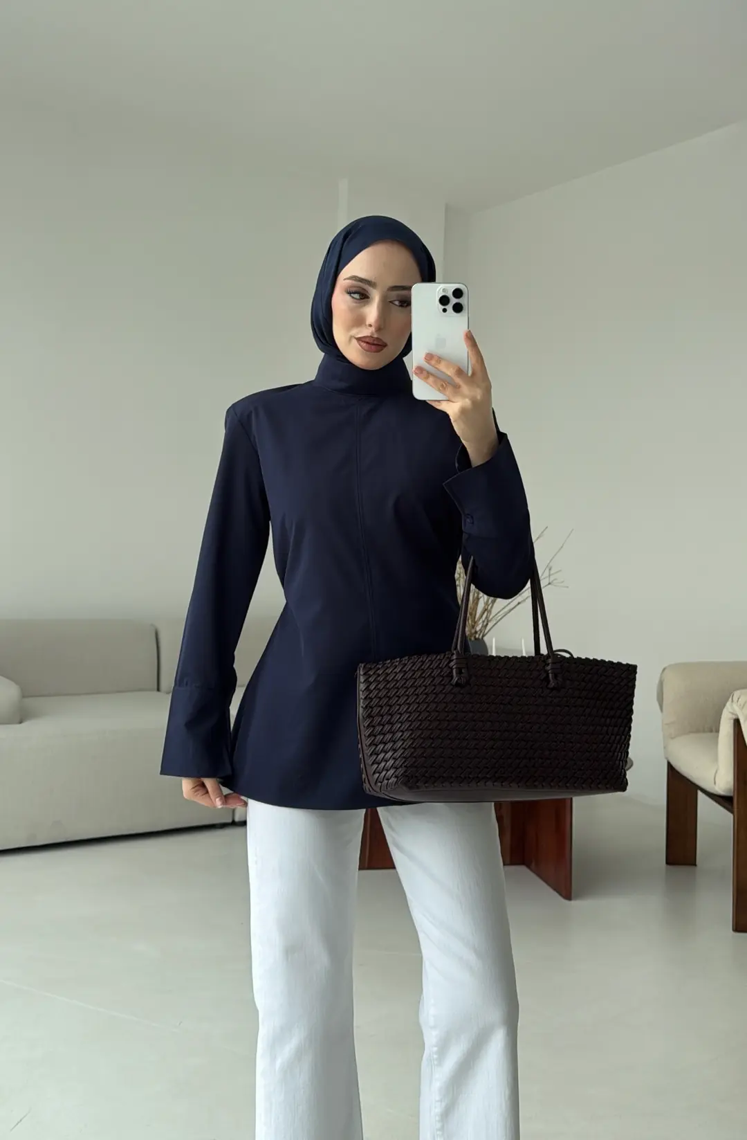 Vatkalı Bluz Lacivert