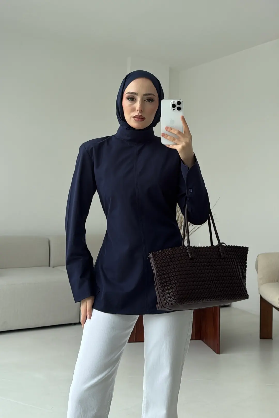 Vatkalı Bluz Lacivert