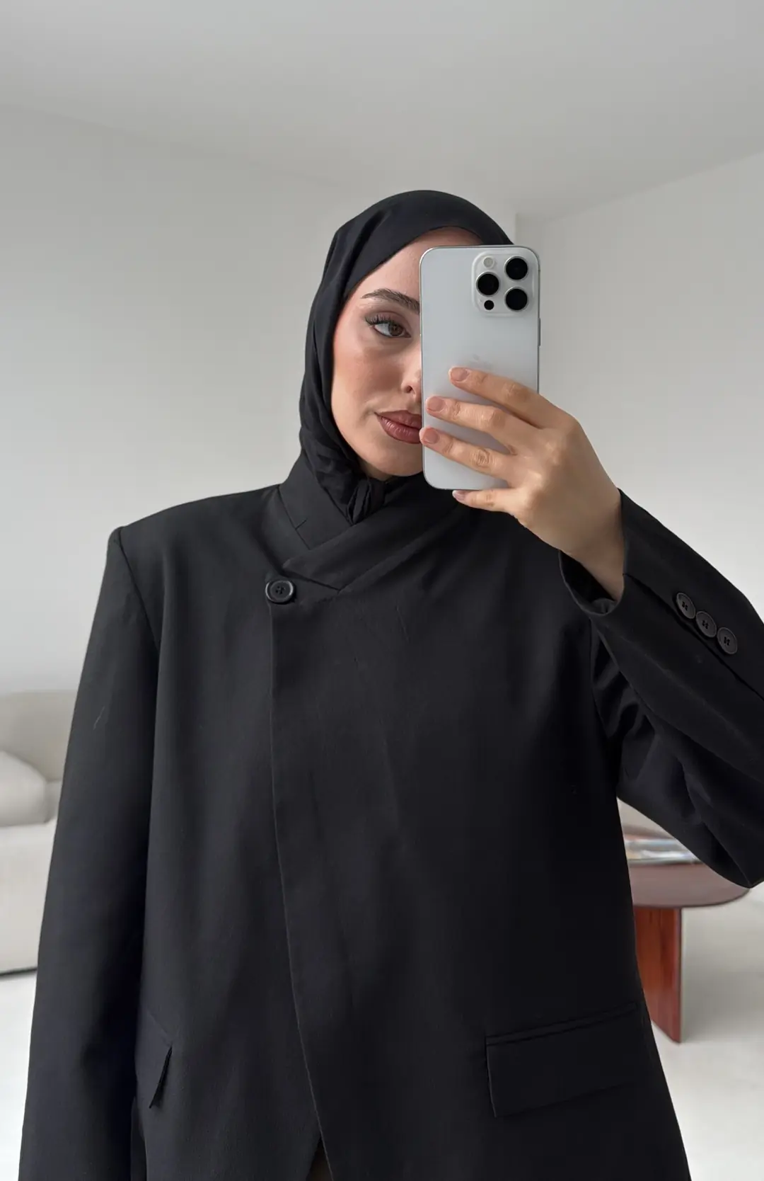 Tek Düğmeli Hakim Yaka Ceket Siyah