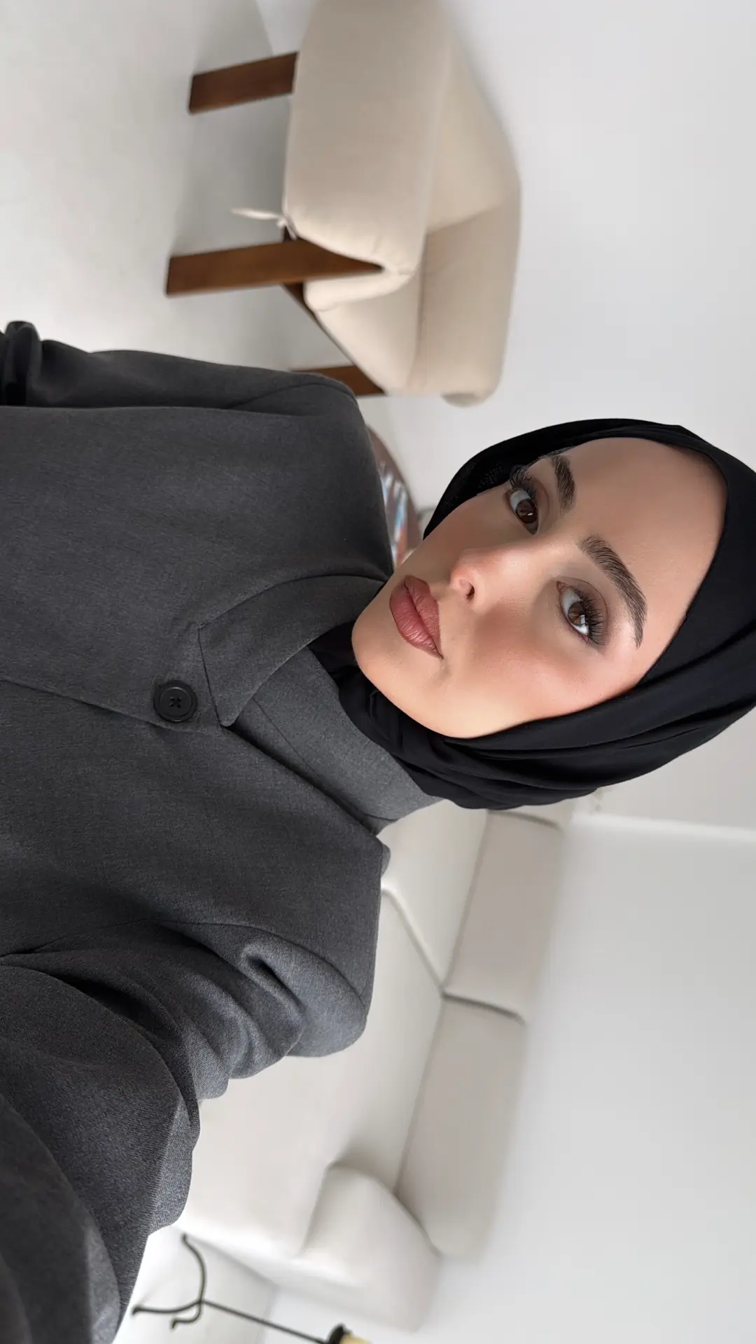 Tek Düğmeli Hakim Yaka Ceket Koyu Gri