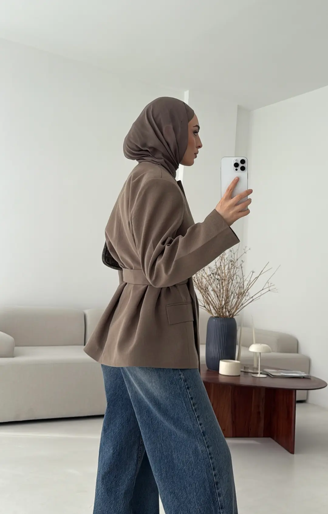 Kemeri Tokalı Ceket Vizon