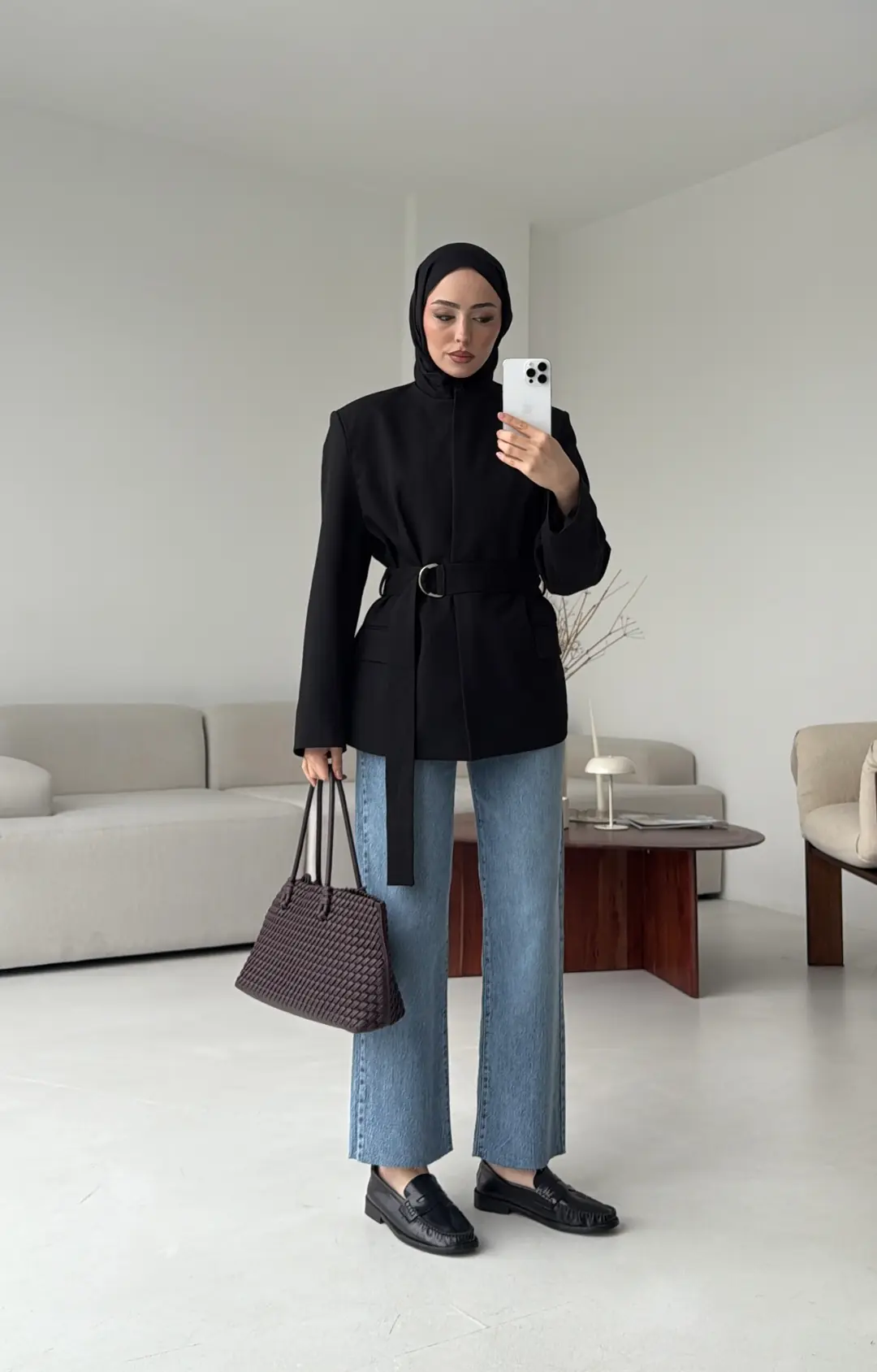 Kemeri Tokalı Ceket Siyah