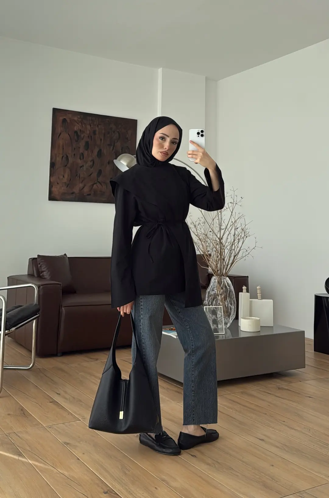 Premium Şal Detaylı Gömlek Siyah
