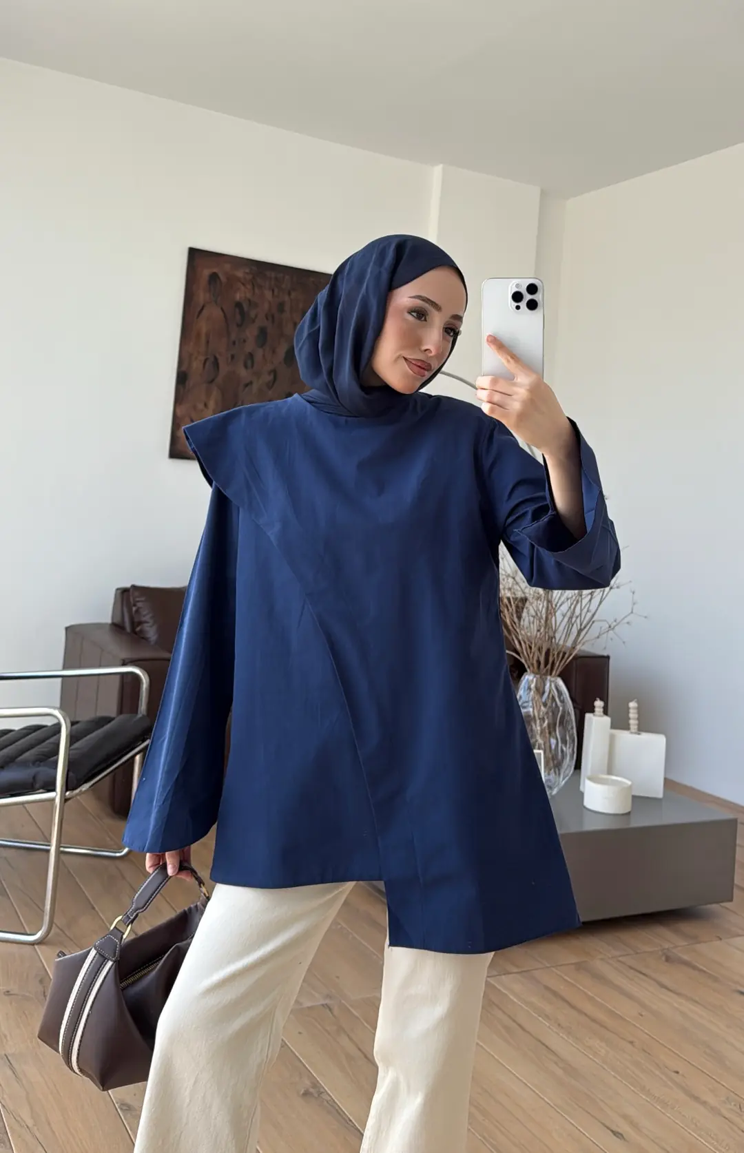 Premium Şal Detaylı Gömlek Lacivert
