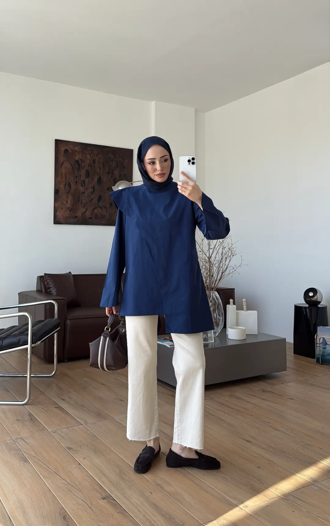 Premium Şal Detaylı Gömlek Lacivert