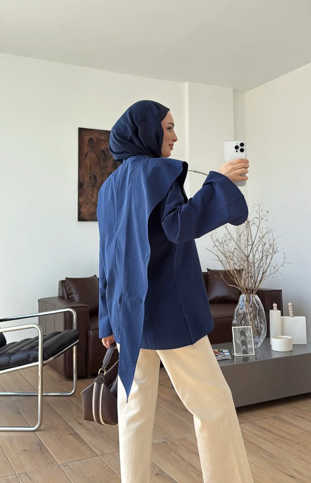 Premium Şal Detaylı Gömlek Lacivert