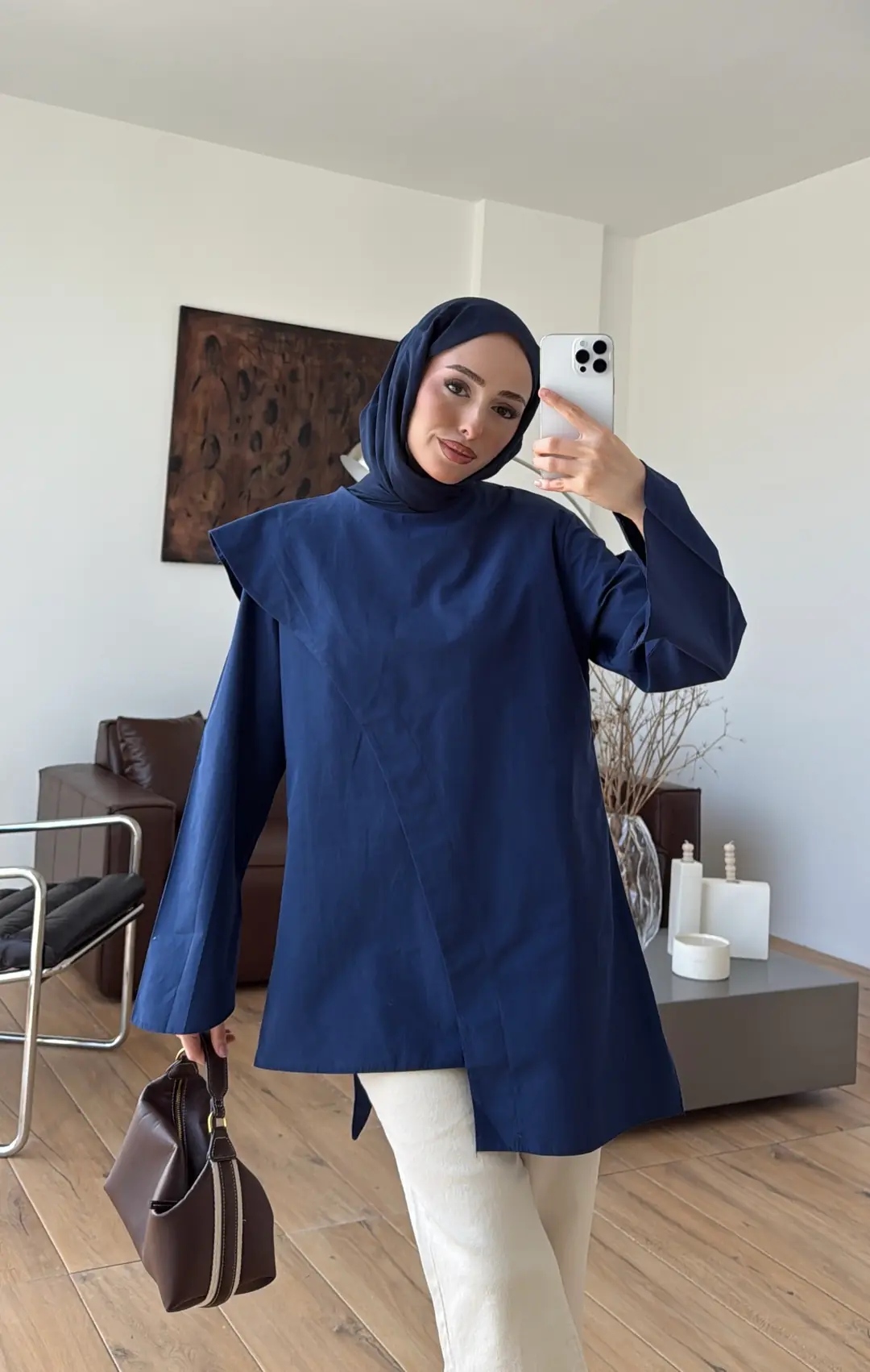 Premium Şal Detaylı Gömlek Lacivert