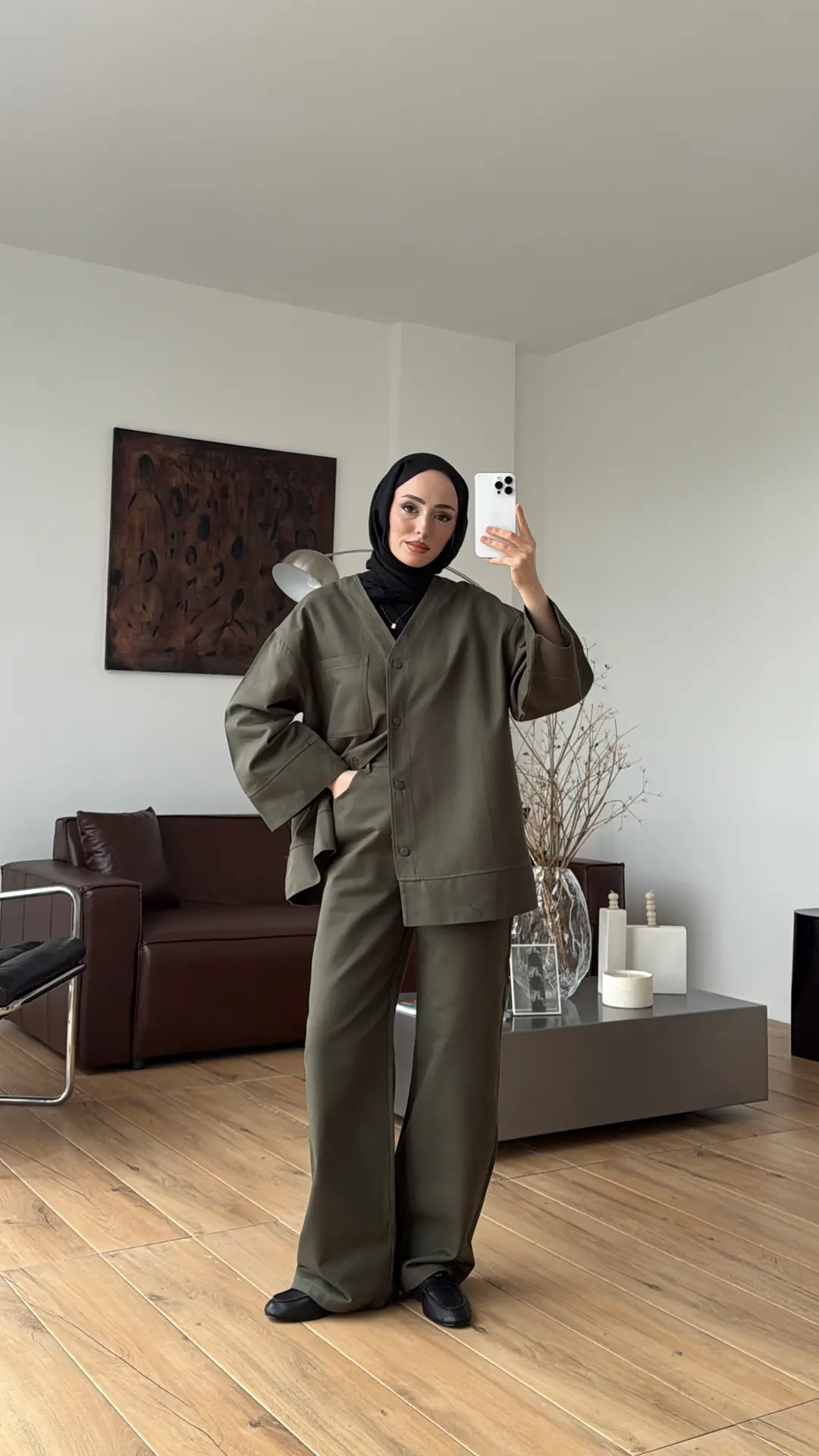 Çıtçıtlı Gabardin Takım Haki