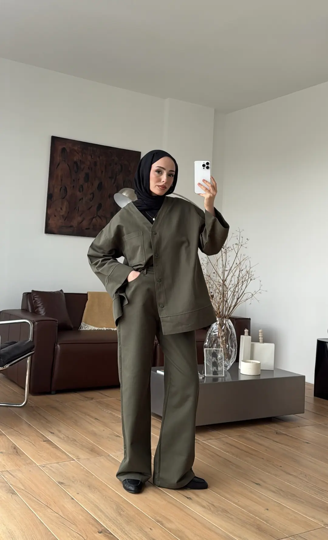 Çıtçıtlı Gabardin Takım Haki