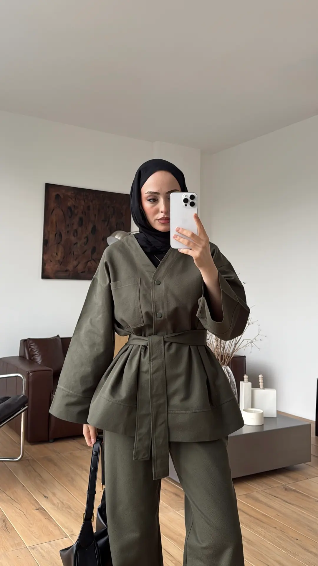 Çıtçıtlı Gabardin Takım Haki