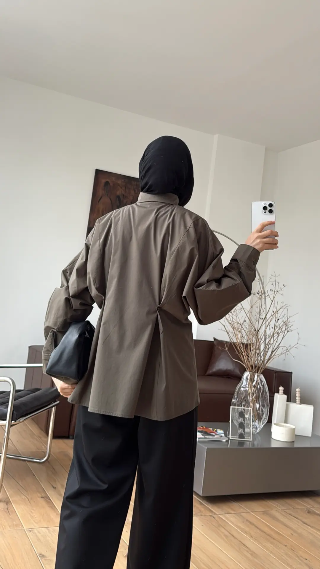 Likralı Reglan Kol Gömlek Haki
