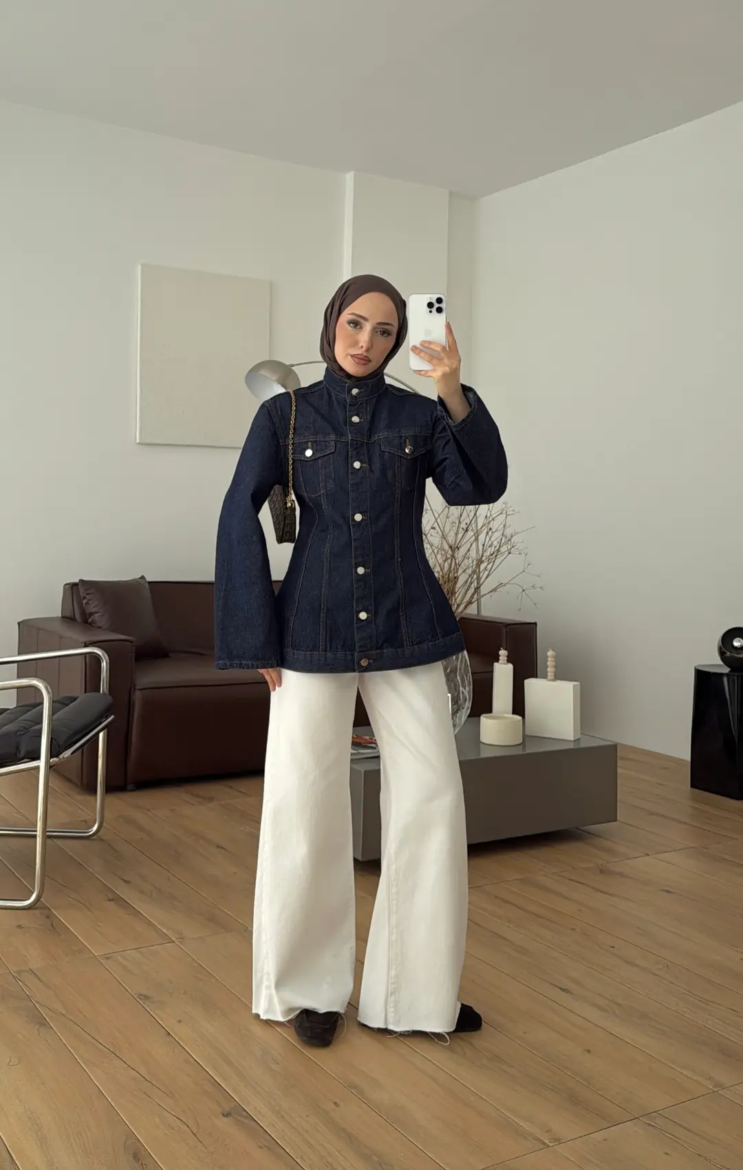 Belden Oturtmalı Fit Denim Ceket