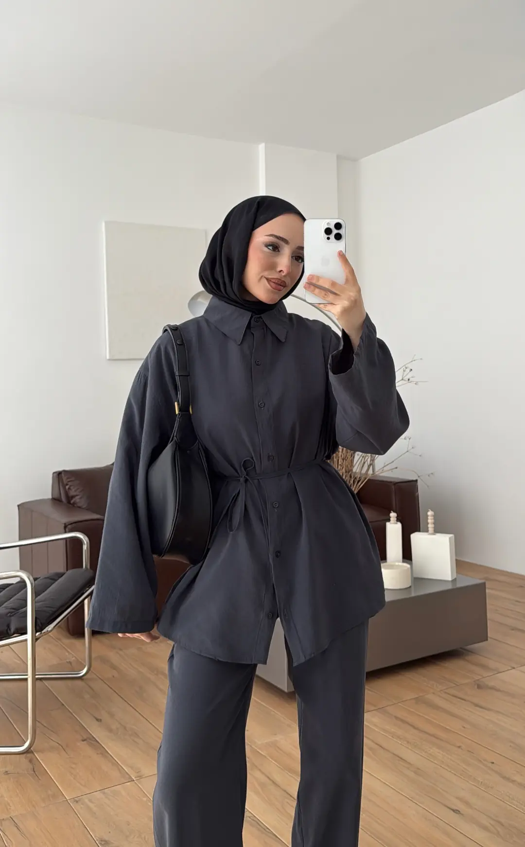 Tencel Bağlamalı Takım Gri