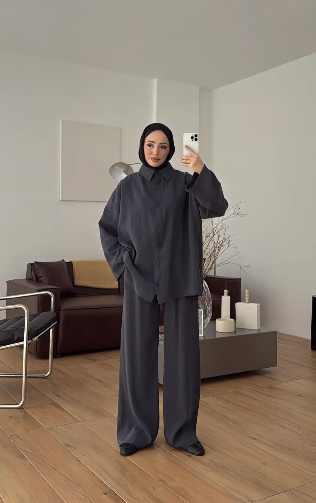 Tencel Bağlamalı Takım Gri