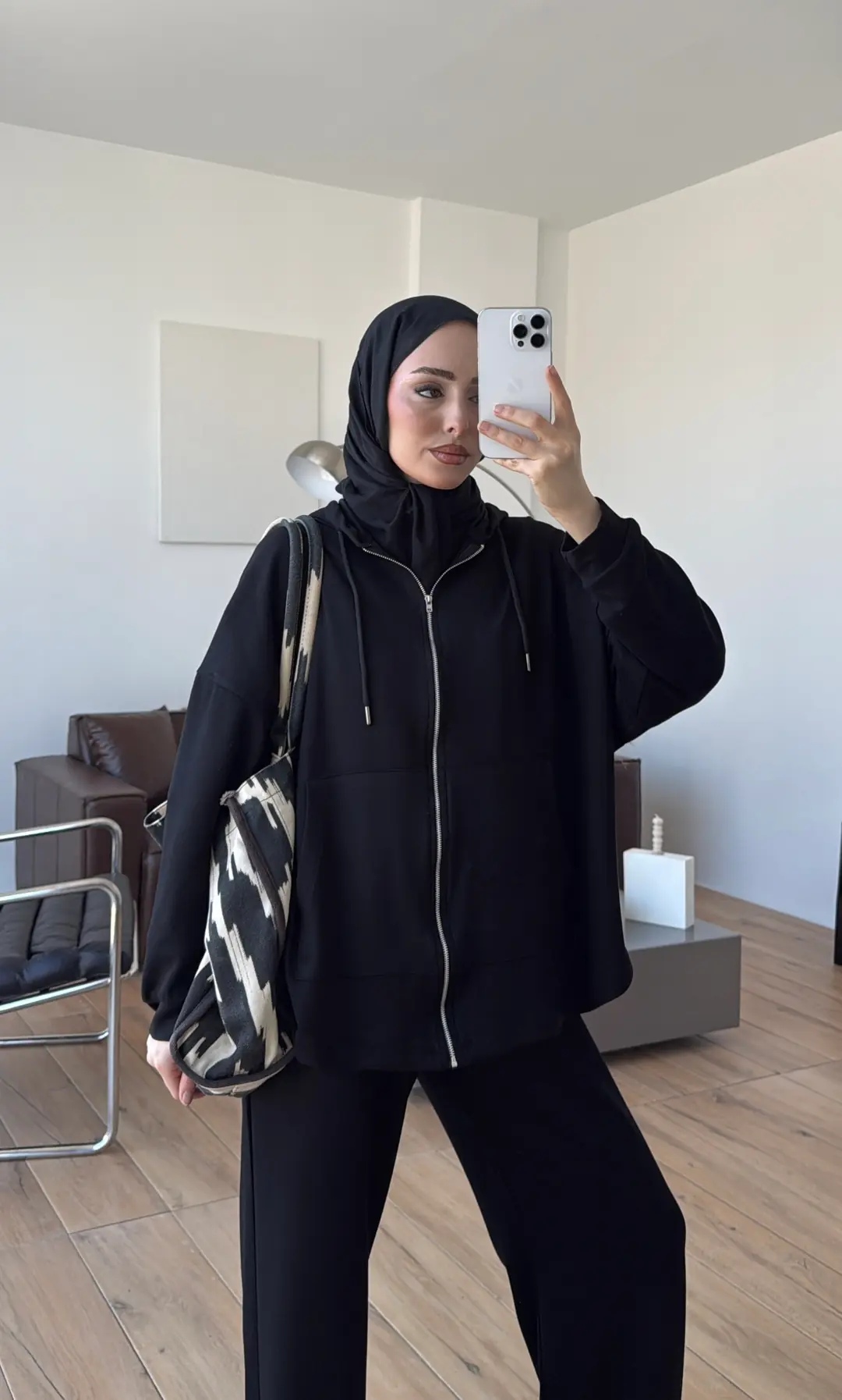 Fermuarlı Oysho Takım Siyah