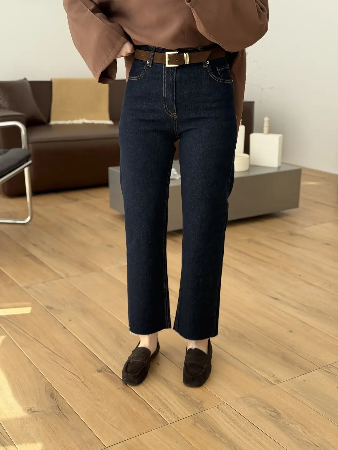 Premium Paçası Kesik Kemerli Jean R-171
