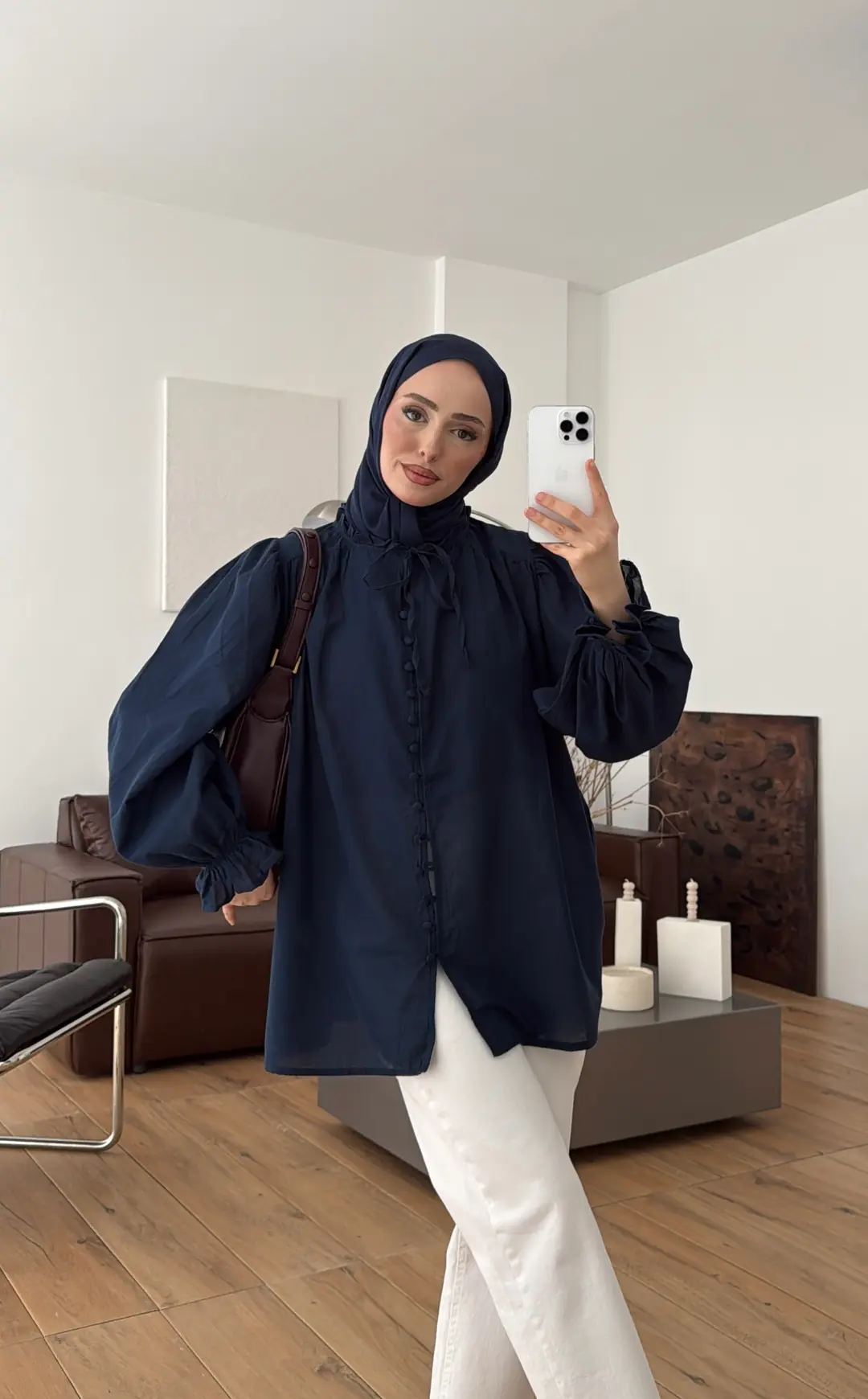 Fırfır Detaylı Vual Gömlek Lacivert