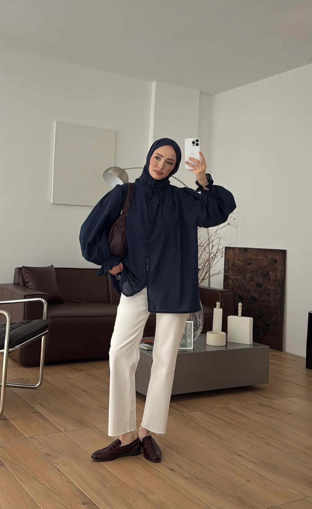 Fırfır Detaylı Vual Gömlek Lacivert
