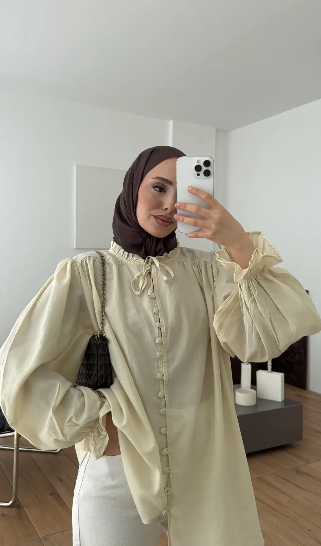Fırfır Detaylı Vual Gömlek Sarı