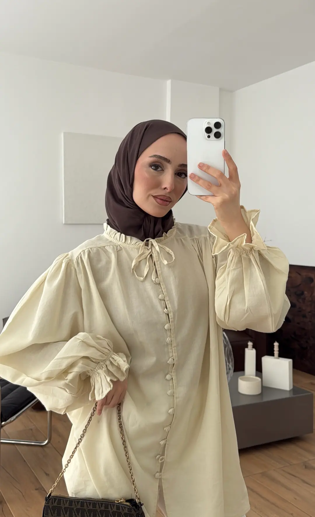 Fırfır Detaylı Vual Gömlek Sarı