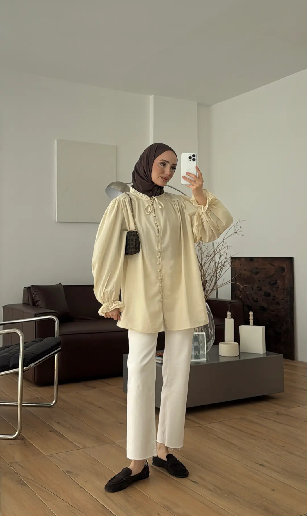 Fırfır Detaylı Vual Gömlek Sarı