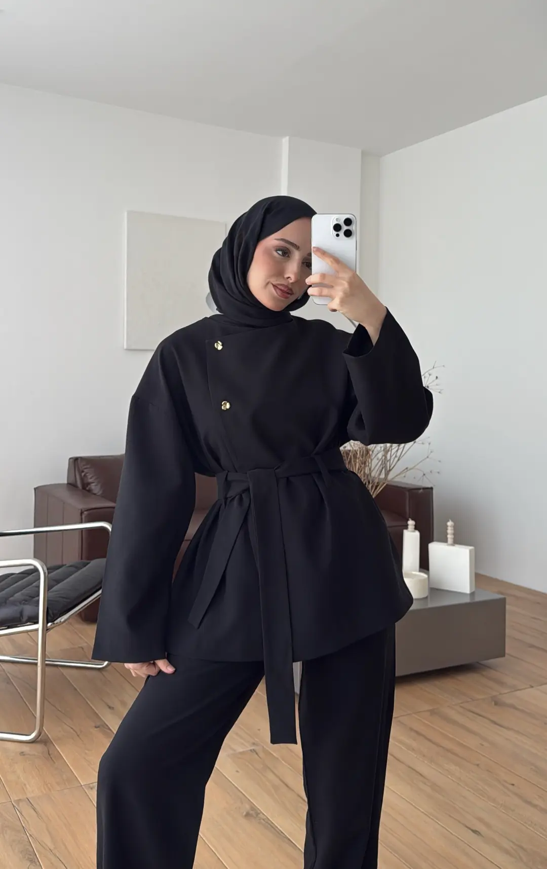 Kruvaze Asimetrik Takım Siyah