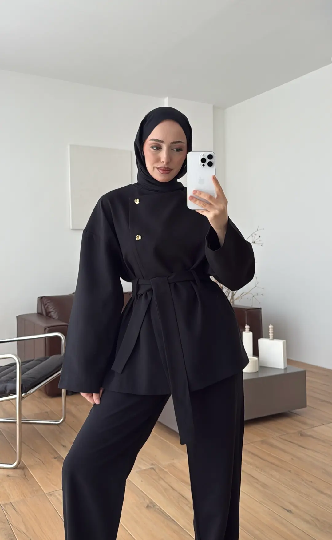 Kruvaze Asimetrik Takım Siyah