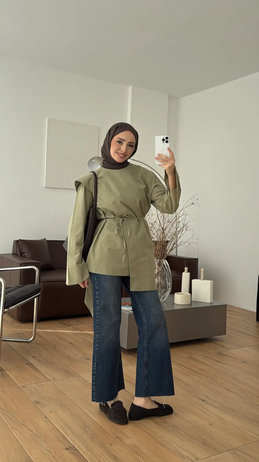 Premium Şal Detaylı Gömlek Açık Haki