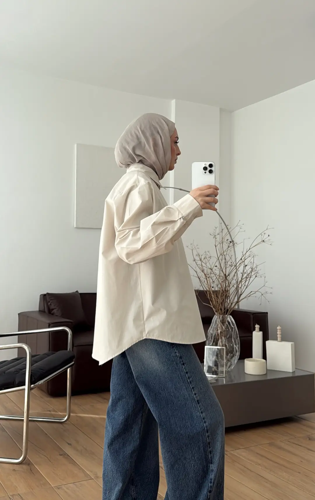 Poplin Sık Düğmeli Gömlek Bej