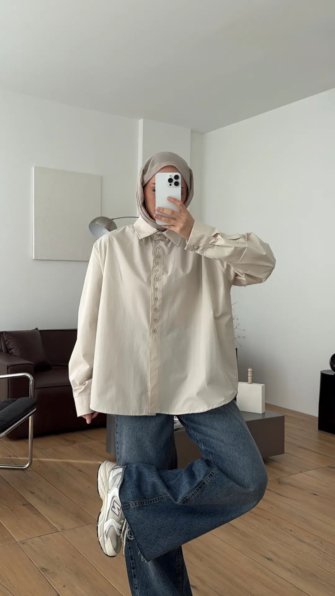 Poplin Sık Düğmeli Gömlek Bej