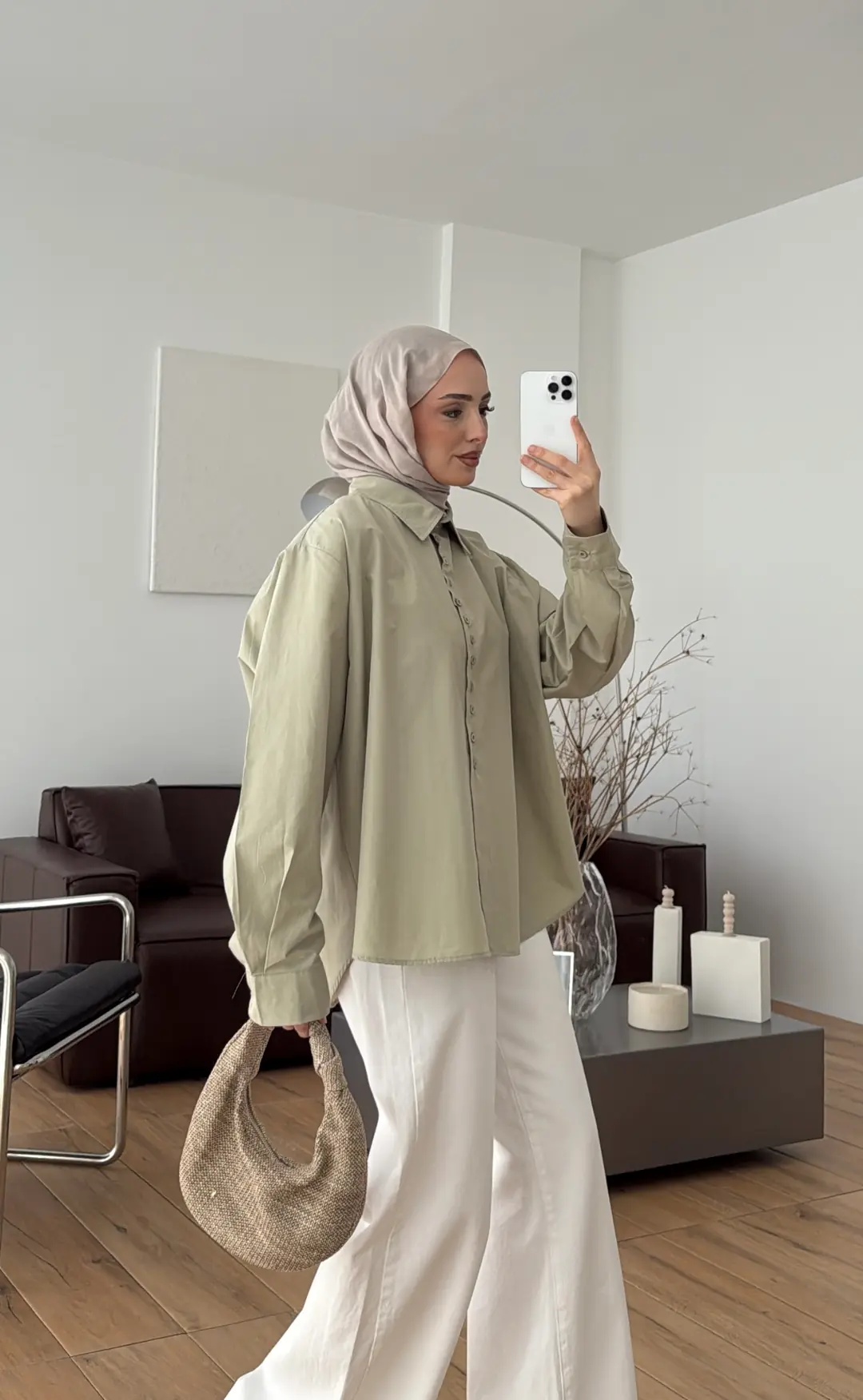 Poplin Sık Düğmeli Gömlek Açık Yeşil