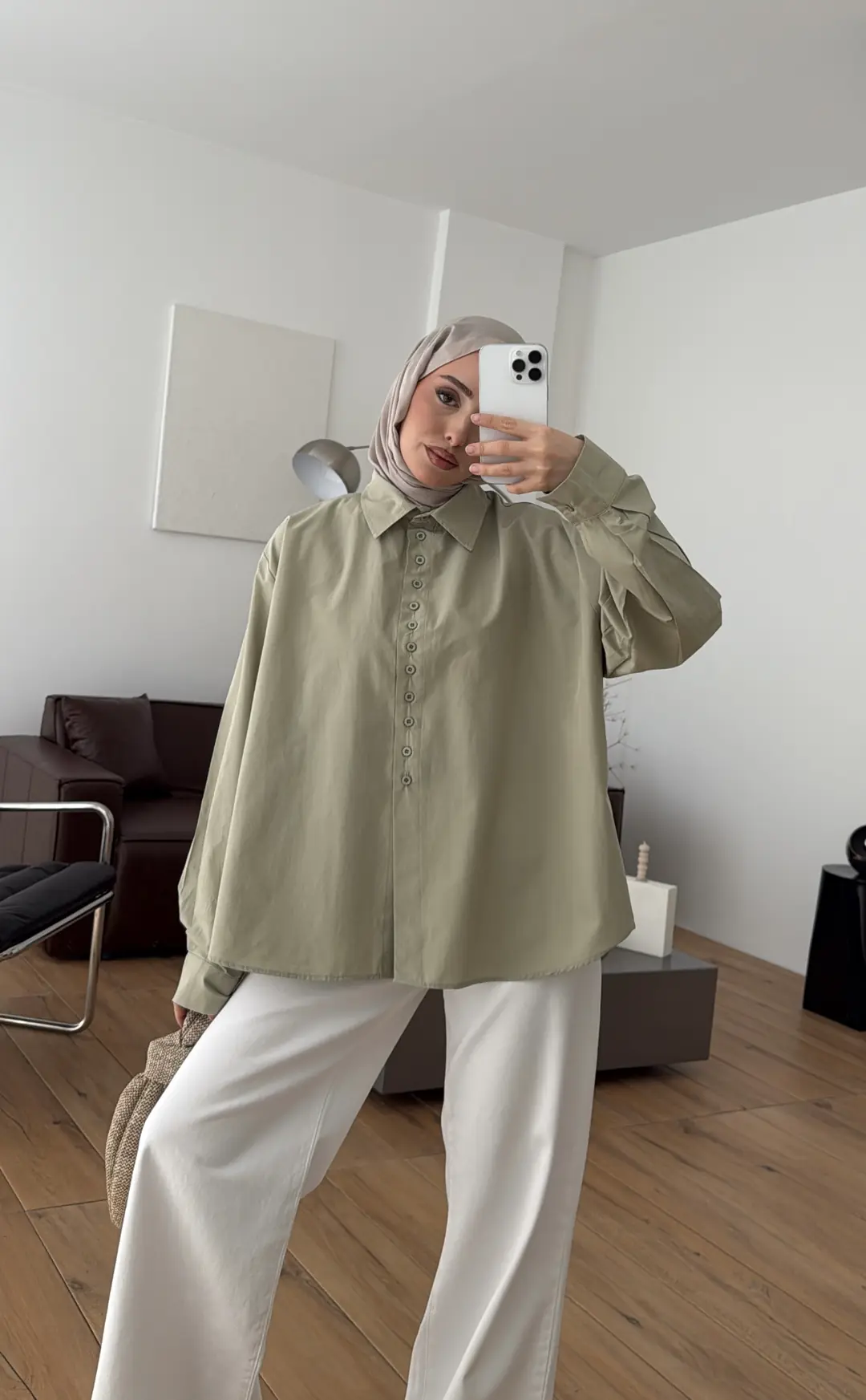 Poplin Sık Düğmeli Gömlek Açık Yeşil