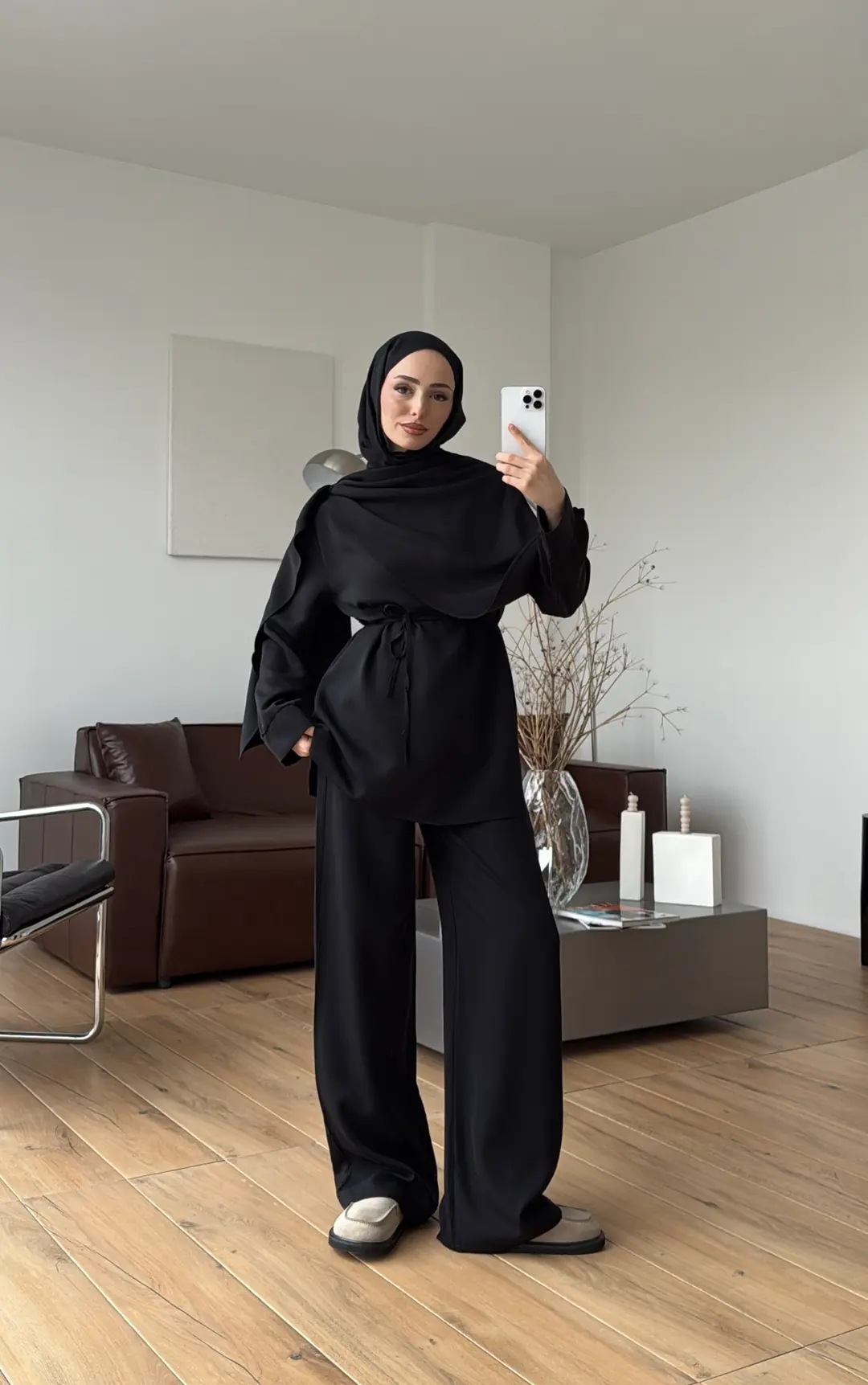 Drape Yaka Bluz Takım Siyah