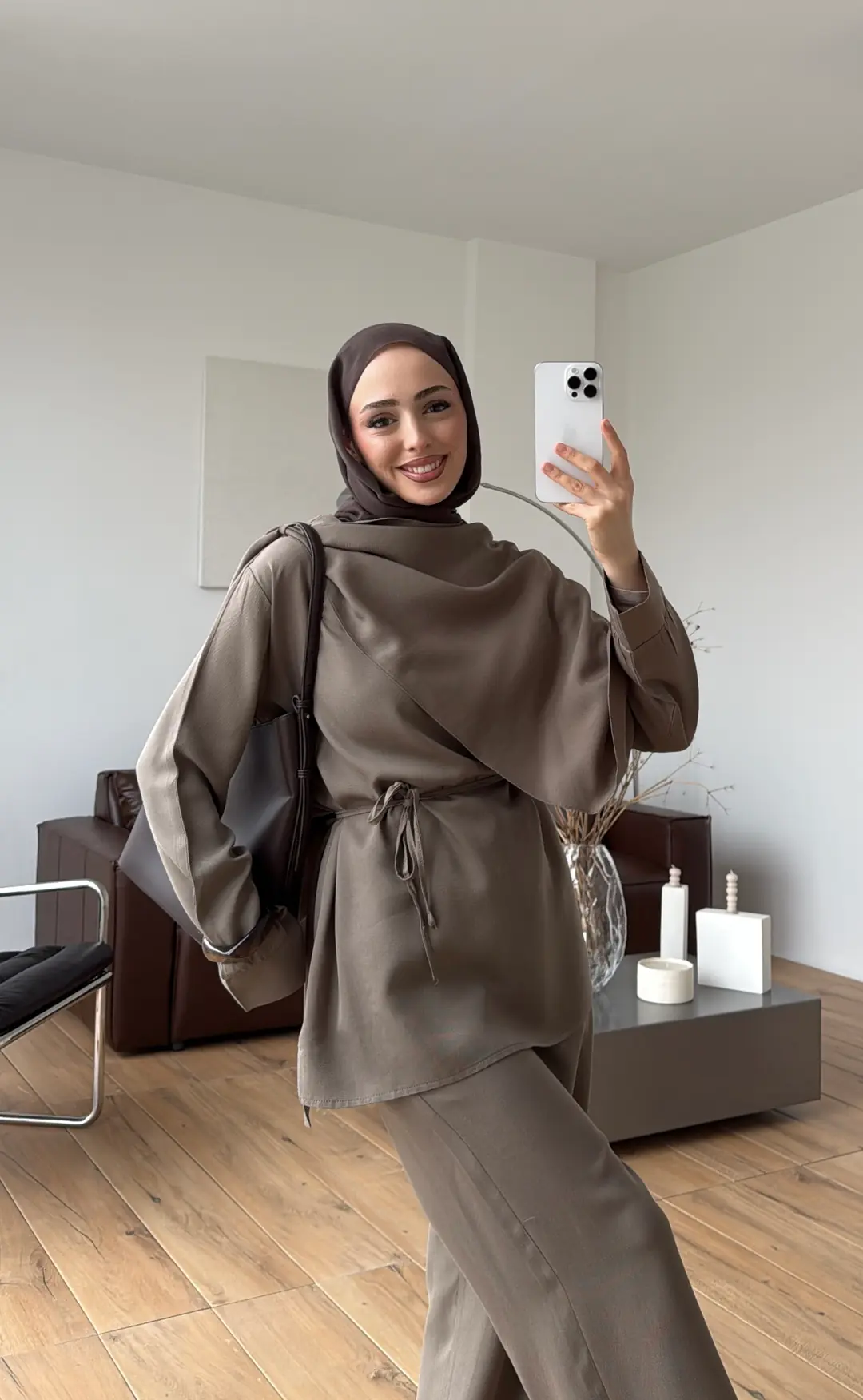 Drape Yaka Bluz Takım Haki