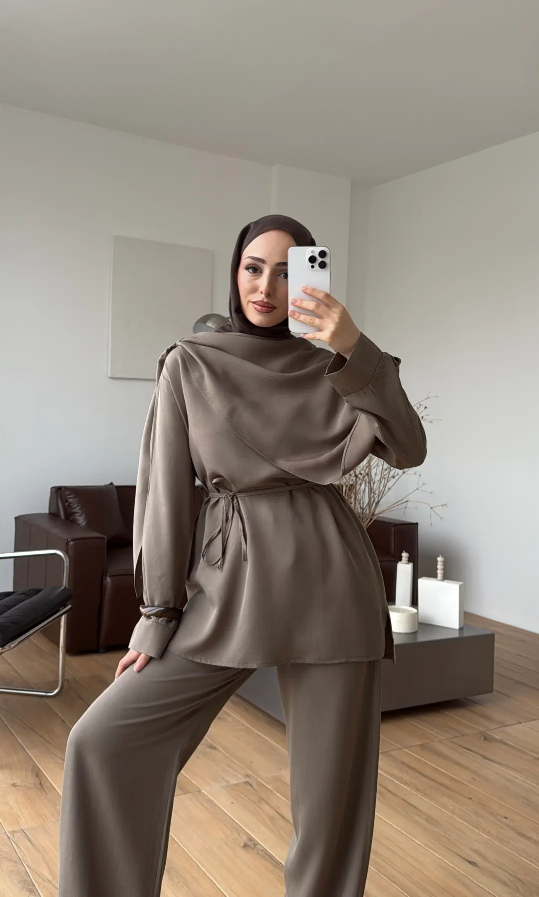 Drape Yaka Bluz Takım Haki