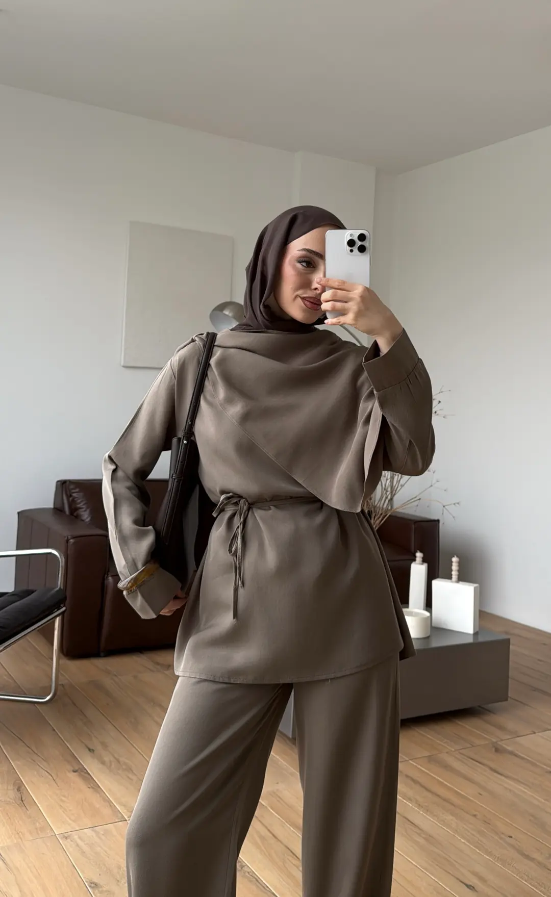 Drape Yaka Bluz Takım Haki