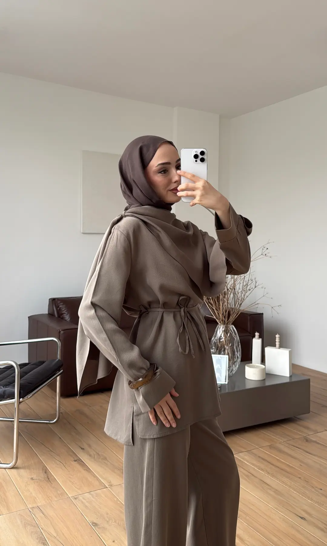 Drape Yaka Bluz Takım Haki