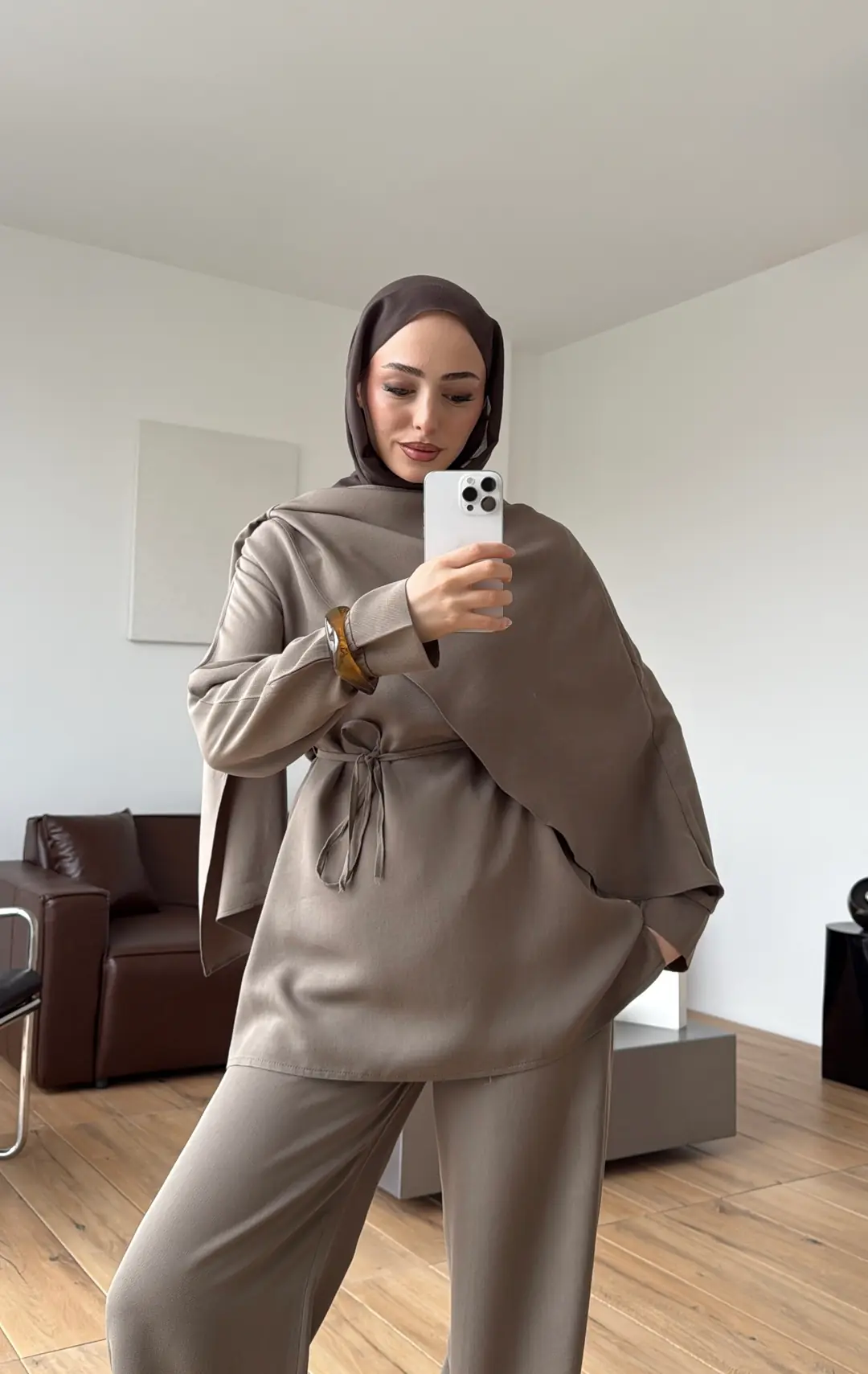 Drape Yaka Bluz Takım Haki