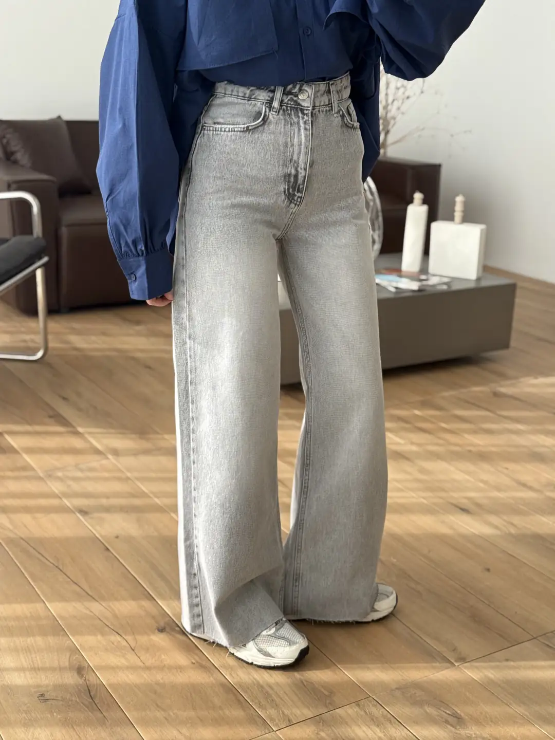 Wide Leg Jean Acık Gri