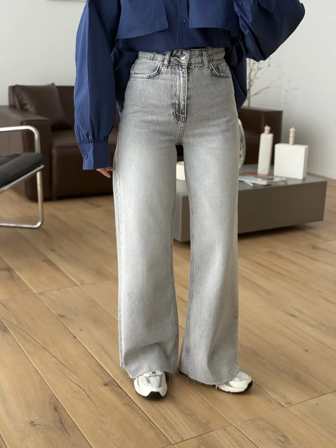 Wide Leg Jean Acık Gri