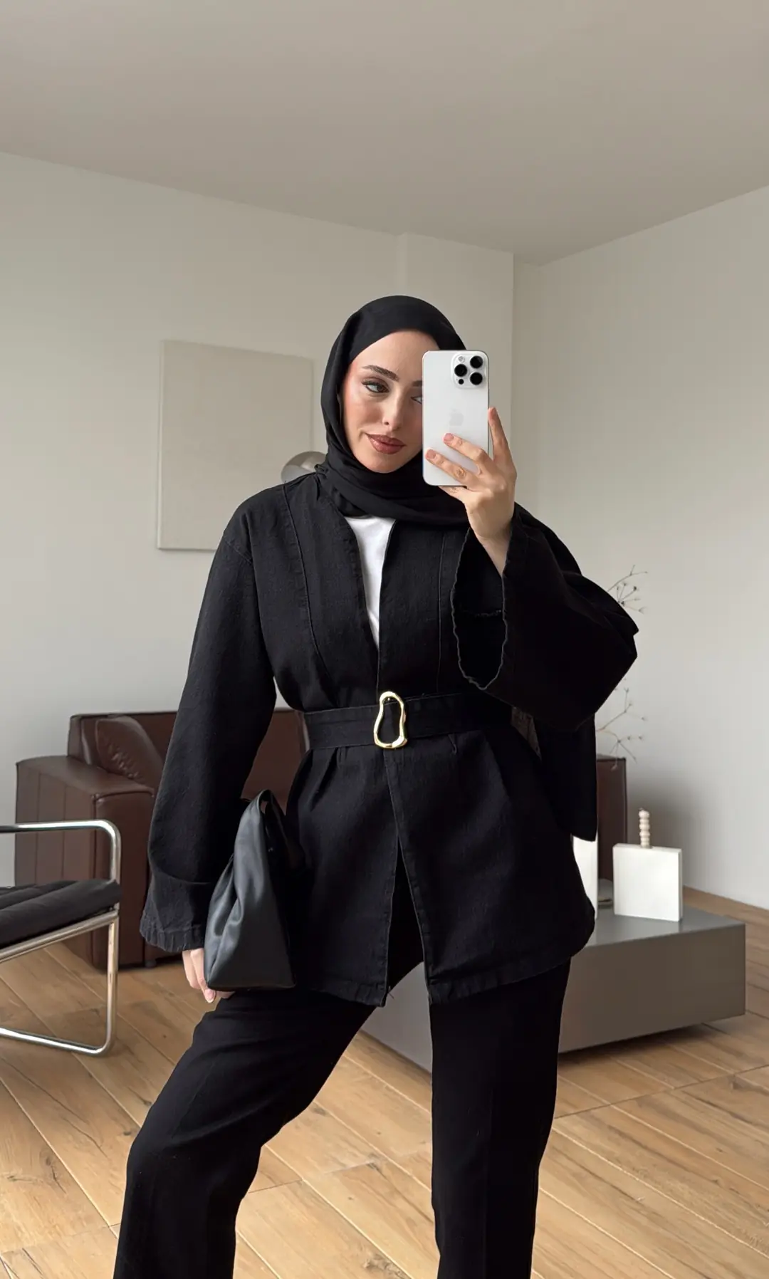 Toka Kemerli Kot Ceket Siyah