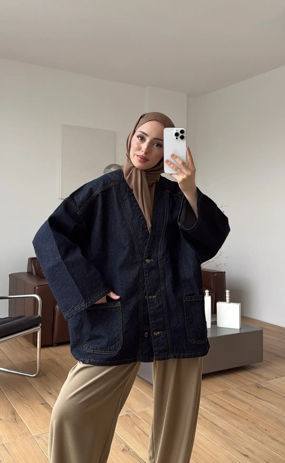 Oversize Wide Denim Ceket
