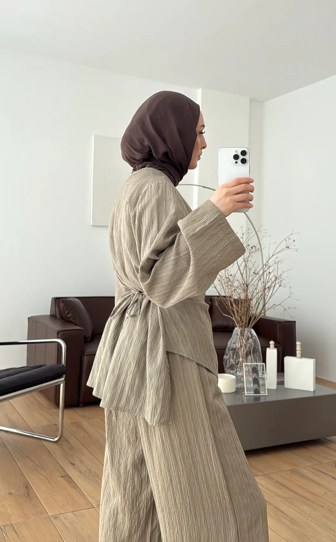 Çizgili Tunikli Takım Çağla Yeşili