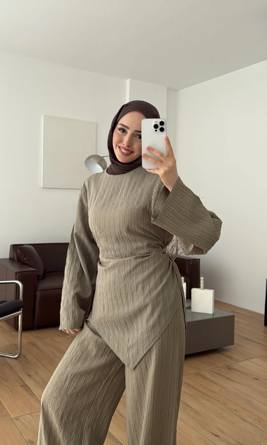 Çizgili Tunikli Takım Çağla Yeşili
