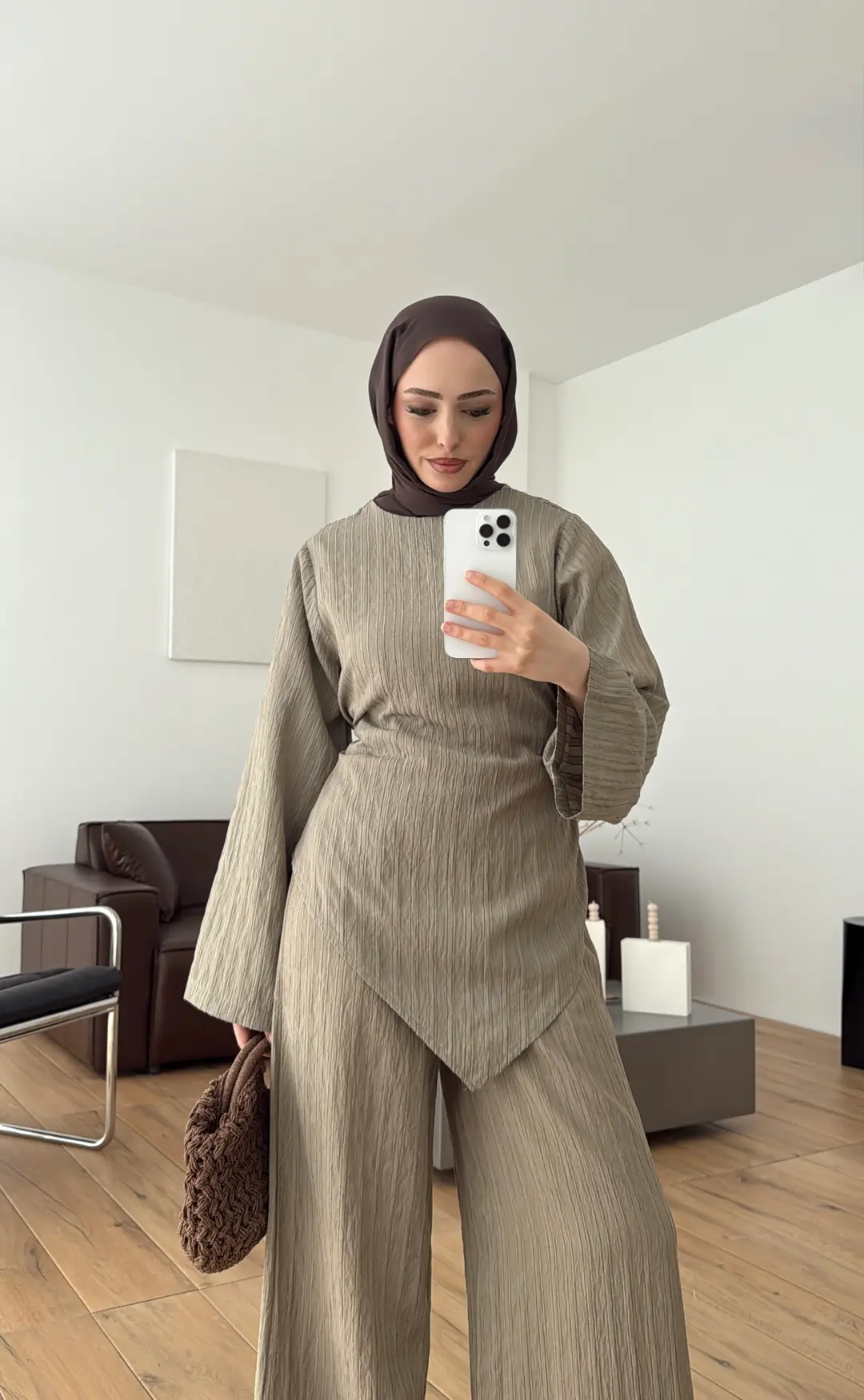 Çizgili Tunikli Takım Çağla Yeşili