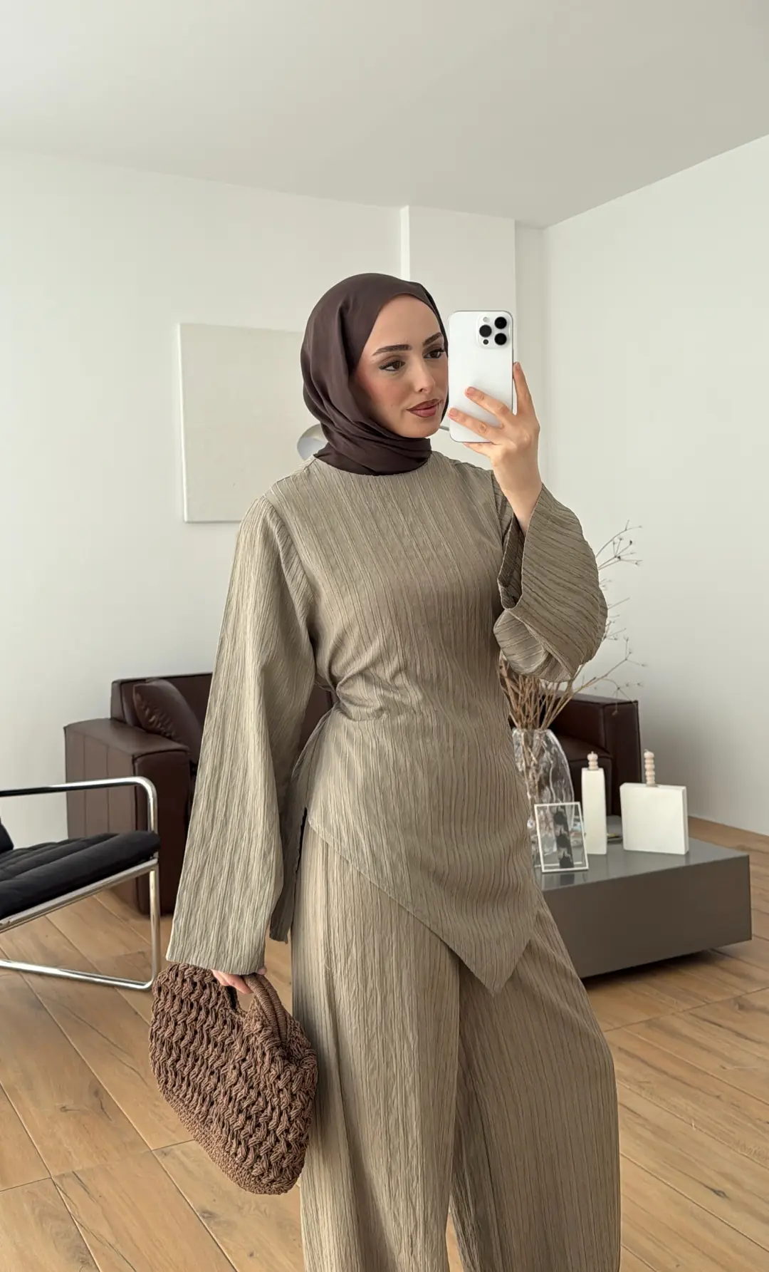 Çizgili Tunikli Takım Çağla Yeşili