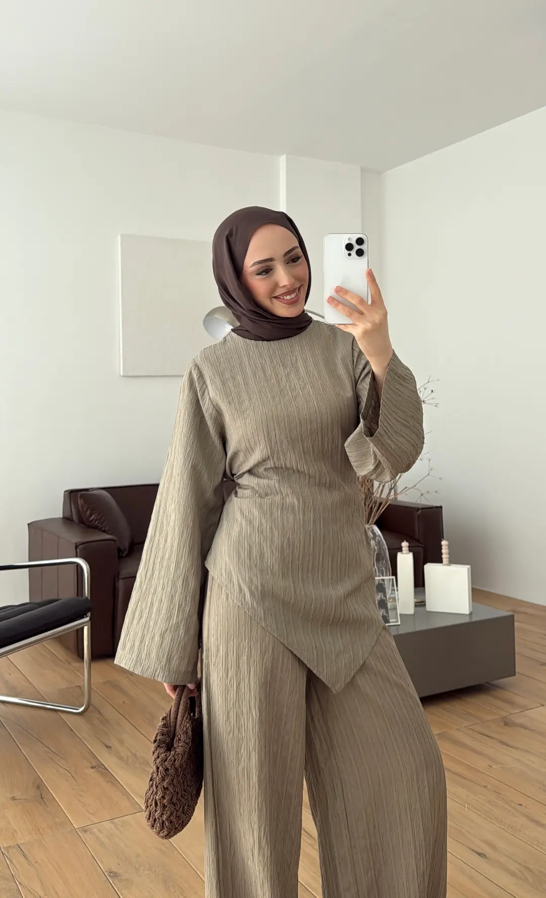 Çizgili Tunikli Takım Çağla Yeşili